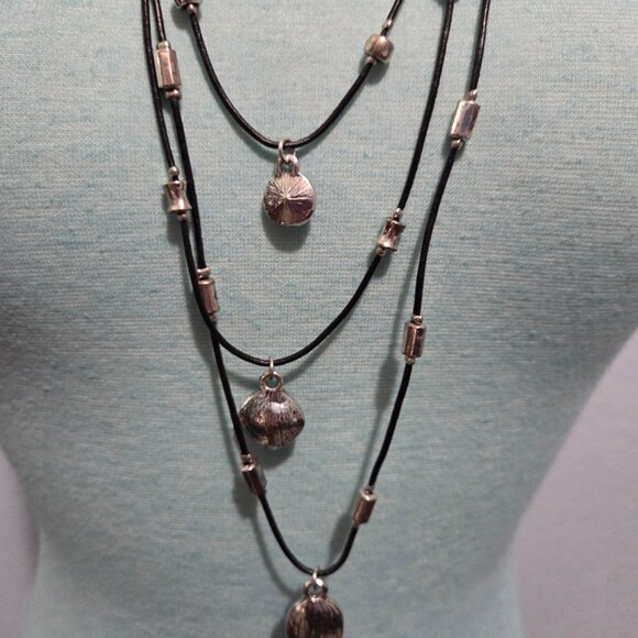 Artisan Smoky Quartz Style Statement Necklace - Leather & Silver-Tone - Picture 4 of 8